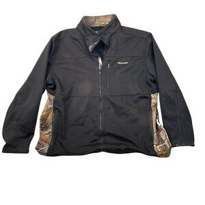 Realtree Mens Softshell Jacket 2XL (50-52) Black Camo Full Zip Hunting Outdoors